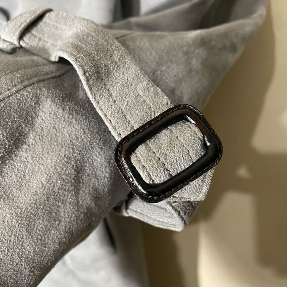 Jeffrey Banks For Lakeland Mens Coat 42L Gray Ultra Suede Double Breasted Trench - Picture 8 of 16